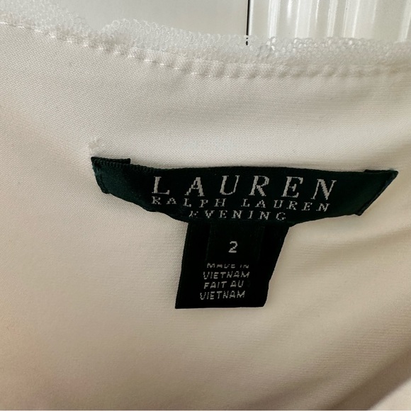 Ralph Lauren Evening | White Sequin and Lace Low-Slit Gown - Picture 5 of 8